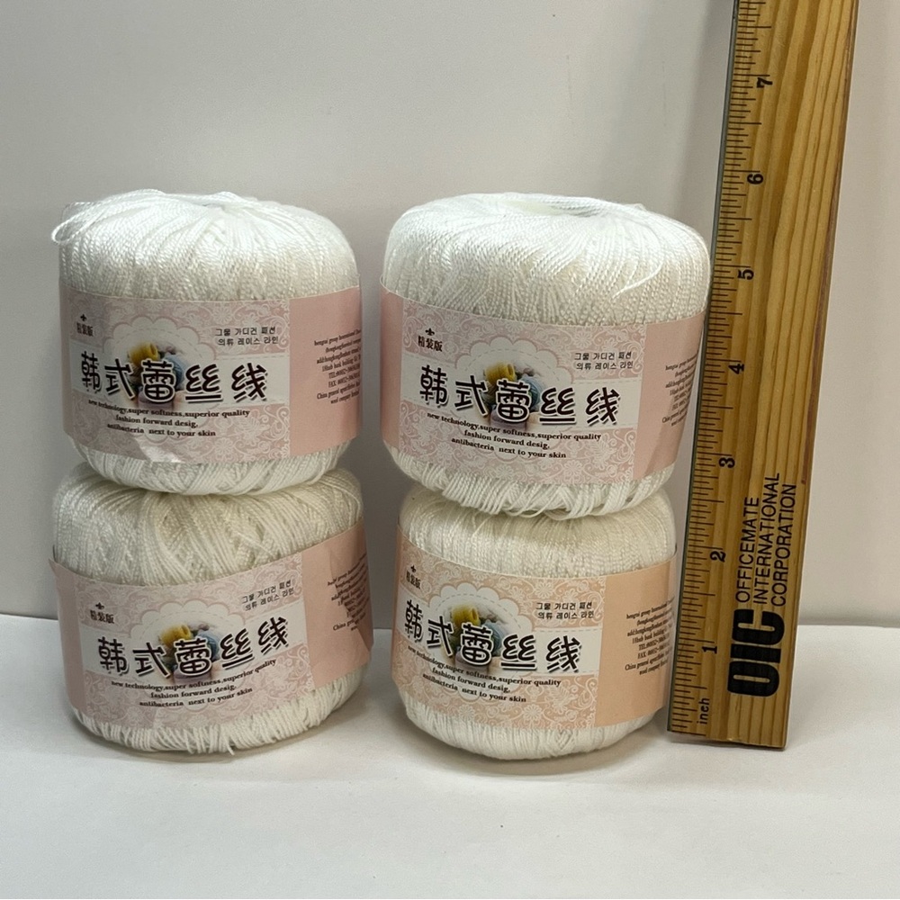 lace white crochet thread cotton yarn 4 balls crafting knitting - Picture 2 of 4